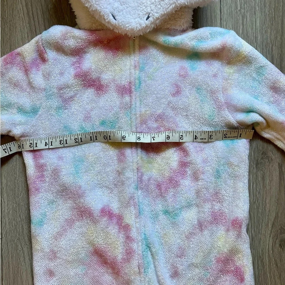 Unicorn hooded onesie/pajama Hooded Blanket Sleeper, Tie Dye Sparkle Unicorn - Picture 5 of 6